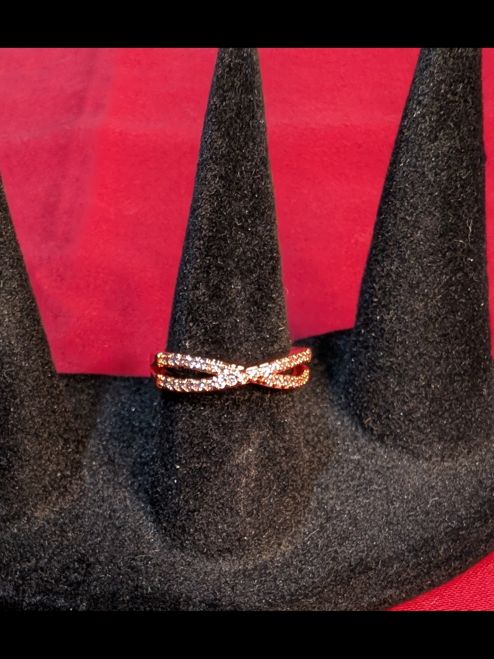 Rose Gold Crystal Infinity Twist Ring